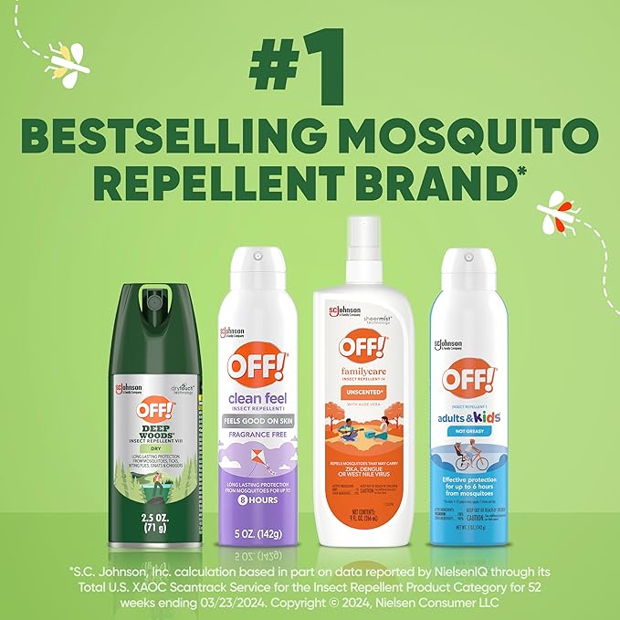 OFF! Deep Woods Travel Size Insect Repellent Aerosol, Dry, Non-Greasy Formula, Bug Spray with Long Lasting Protection from Mosquitoes and Ticks, 2.5 oz
