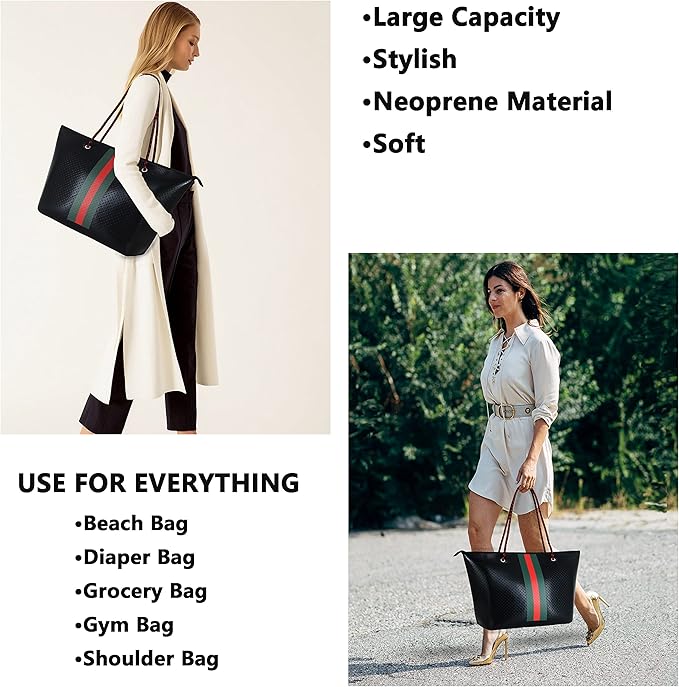 QOGiR Neoprene Multipurpose Beach Bag Tote with Inner Zipper Pocket … … … …