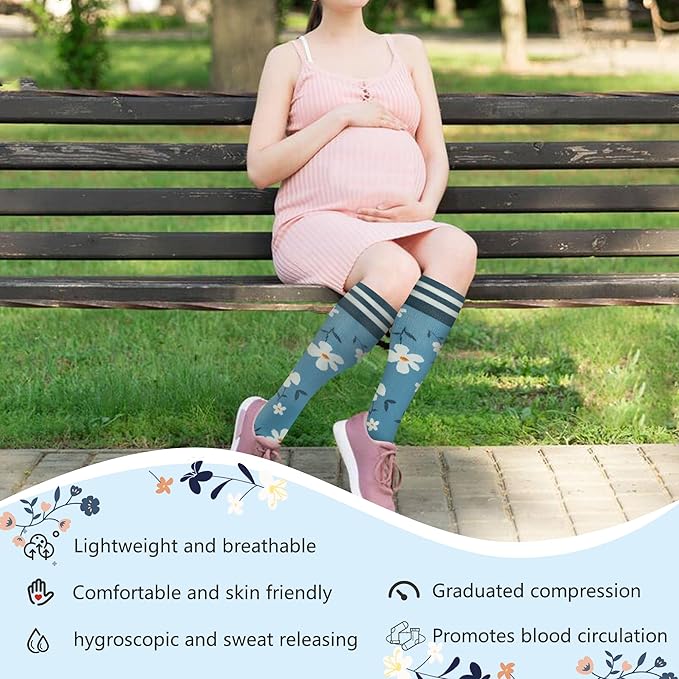 fenglaoda Compression Socks for Women Men Support Circulation 6 Pairs Socks For Nurse, Travel, Flight