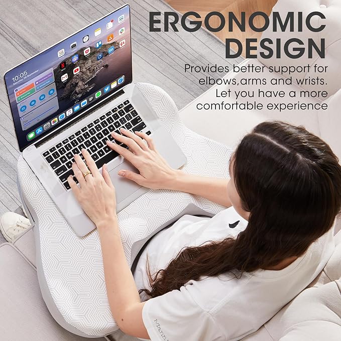 Lap Desk, Laptop Lap Desk Lap Desk with Cushion, Laptop Pillow for Lap, Portlands Portable Desk Pad, Gaming Pillow Work Pillow for Bed, Couch, Car(Ash Gray)