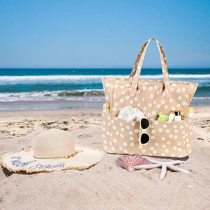 Bluboon Waterproof Beach Tote Pool Bags for Women Ladies Extra Large Carry On Bag With Wet Compartment for Weekender Travel