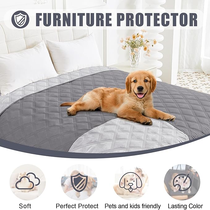 Smiry Waterproof Dog Bed Cover Blanket 30x70, Soft Reversible Pet Blanket, Washable Leakproof Cats Dogs Couch Cover for Sofa, Couch, Furniture, Lattice, Grey/Light Grey