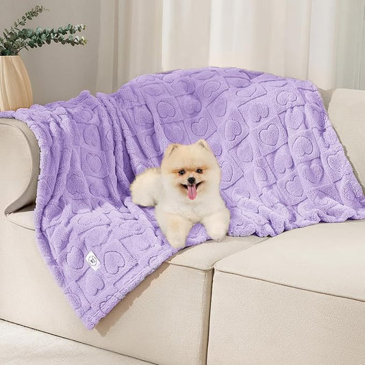 Luciphia Small Dog Blanket Washable Pet Bed Cover Soft Fluffy Puppy Blanket with Premium Fleece 300GSM Cozy Calming Cat Blankets for Indoor Cats Light Purple 57x40 inch