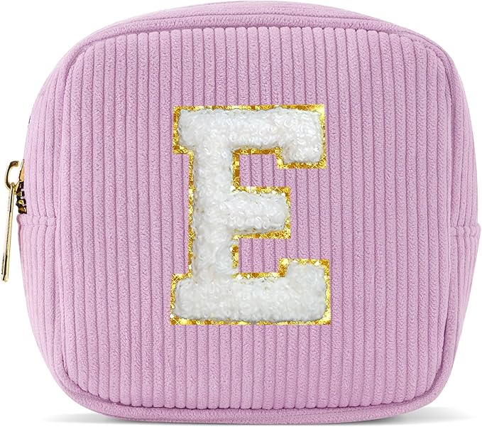 Pocmimut Unique Makeup Bag,Teen Girl Gifts Trendy Stuff for 6 7 8 9 10 11 12 Year Old Girls,Initial Makeup Pouch for Birthday Gift Graduation Gifts,E