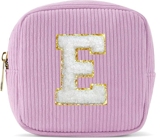 Pocmimut Unique Makeup Bag,Teen Girl Gifts Trendy Stuff for 6 7 8 9 10 11 12 Year Old Girls,Initial Makeup Pouch for Birthday Gift Graduation Gifts,E