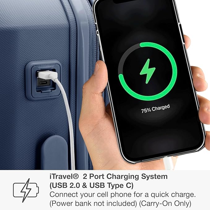 Traveler's Choice Pagosa Indestructible Hardshell Expandable Spinner Luggage, Navy, 2-Piece Set (22/26)