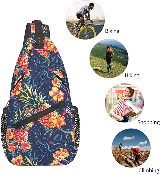 Hawaii Tropical Palm Sling Backpack Crossbody Bag Casual Chest Bags Travel Hiking Daypack Shoulder Bag for Women Men
