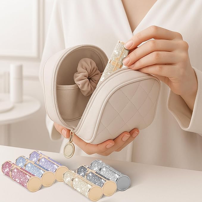 Travel Perfume Bottle Refillable, Sparkle Perfume Atomizer Leak-Proof Portable 5ML Mini Empty Atomizer Sprayer Bottle for Traveling and Outgoing (Golden, 5ML)