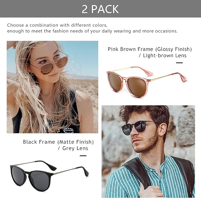 SUNGAIT Premium Vintage Round Sunglasses for Women Men Classic Retro Trendy Style