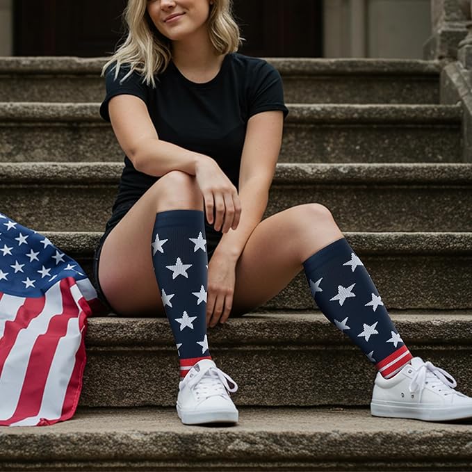 Compression Socks for Women Men Circulation Knee High 8 Pairs for Nurses, Running, Travel, Athletic