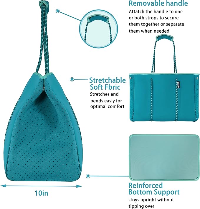 QOGiR Neoprene Multipurpose Beach Bag Tote with Inner Zipper Pocket … … … …