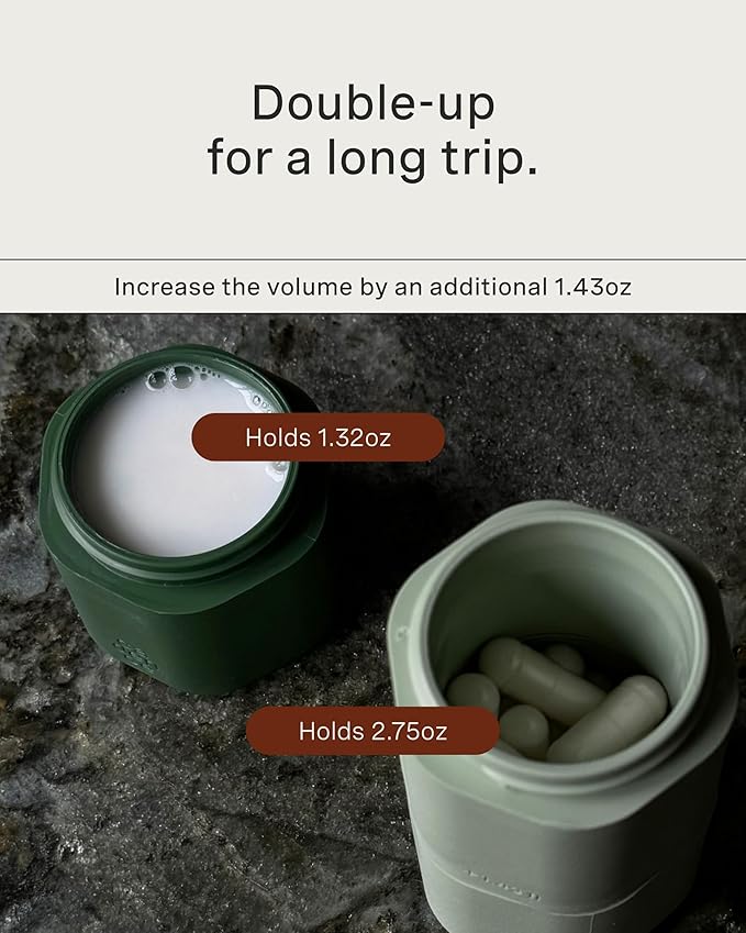 Cadence Extender - Add On to Any Flex Magnetic Containers with Lids,Extension to Travel Bottles for Toiletries - Carry On Travel Essentials For Women/Men - Adds Additional 1.43 fl oz - 3pk, Evergreen