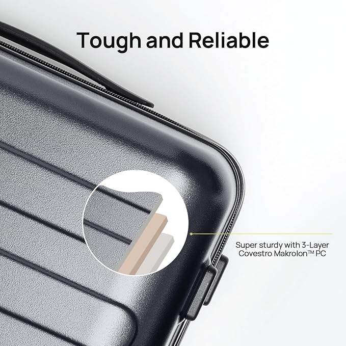 NINETYGO Carry On Luggage 22x14x9 Airline Approved, 20 Inch Luggage with Smooth Spinner Wheels, Lightweight, Hard Shell PC Suitcase Carry-On, Travel Luggage, TSA Approved (Grey, Rhine Basic)