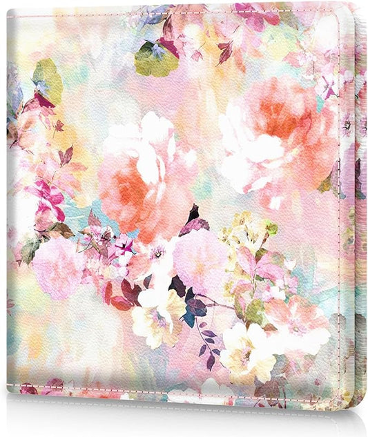 Car Registration and Insurance Card Holder，Vehicle Glove Box Car Organizer，Accessories Case for Storing Driving Licences, Cards, Documents,Pink flower