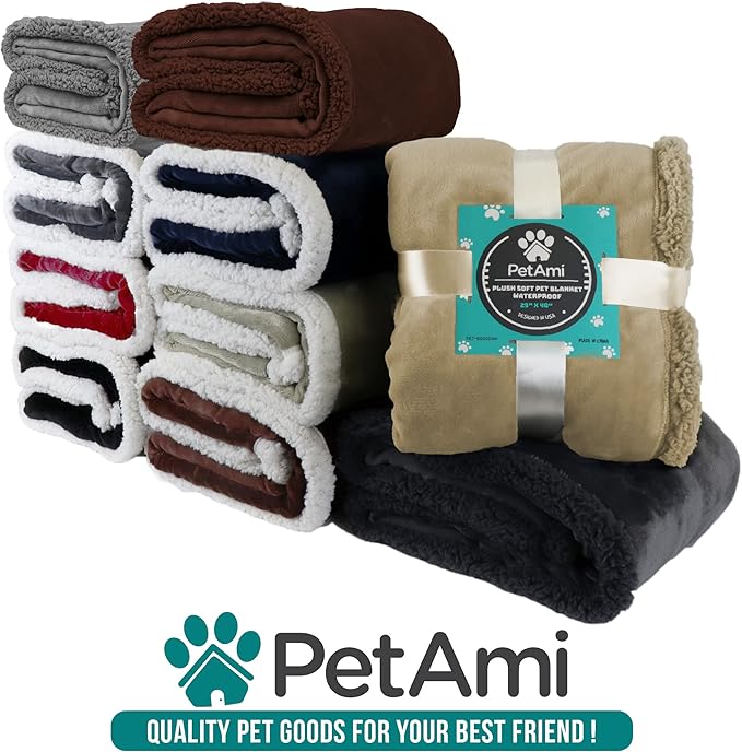 PetAmi Dog Blanket for Small Medium Dogs, Pet Bed Blanket Cat Puppy Kitten, Fleece Furniture Couch Cover Protector Sofa Car, Soft Sherpa Dog Throw Plush Reversible Washable, Mini 29x40 Solid Dark Gray