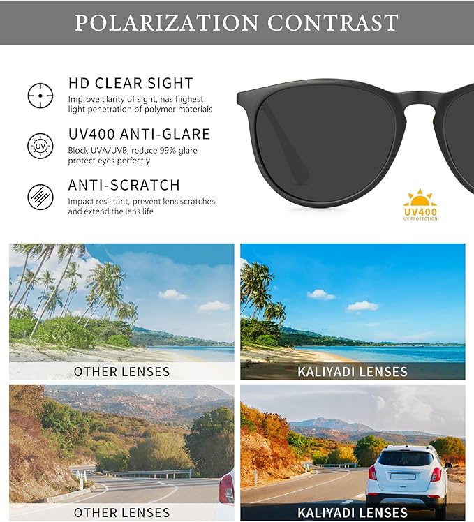 KALIYADI Sunglasses Womens Polarized Womens-Sunglasses: Trendy Sun Glasses with UV400 Retro Style for Party Beach Shopping