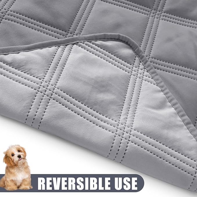 Smiry Waterproof Dog Bed Cover Blanket 82x102, Soft Reversible Pet Blanket, Washable Leakproof Cats Dogs Couch Cover for Sofa, Couch, Furniture, Lattice, Grey/Light Grey