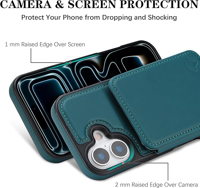 GUERNICA for iPhone 17 (6.1") Case Wallet with Card Holder, RFID Blocking Leather Protection, Shockproof Women Men Phone Case for Apple 17, Green