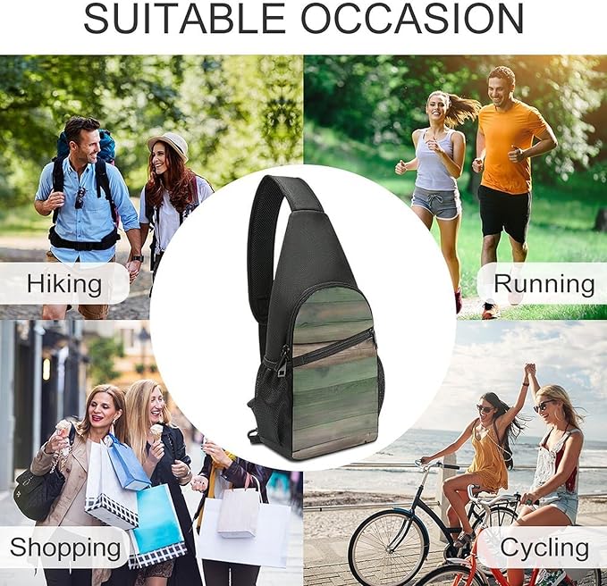 SWEET TANG Cool Sling Backpack for Men Women, Multipurpose Crossbody Shoulder Bag Realistic Rustic Old Barn Wood Pattern, Travel Hiking Zippered Daypack, Adjustable and Breathable