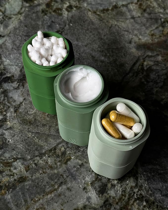 Cadence Extender - Add On to Any Flex Magnetic Containers with Lids,Extension to Travel Bottles for Toiletries - Carry On Travel Essentials For Women/Men - Adds Additional 1.43 fl oz - 3pk, Evergreen