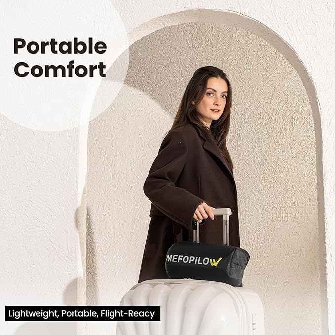 Memory Foam Travel Pillow with Washable Cover & Carry Bag – Compact, Soft & Breathable Neck Pillow for Airplane, Camping & Car (Gray- Without Spare Cover, 13.8x11.8x3.9/3.1 inches)