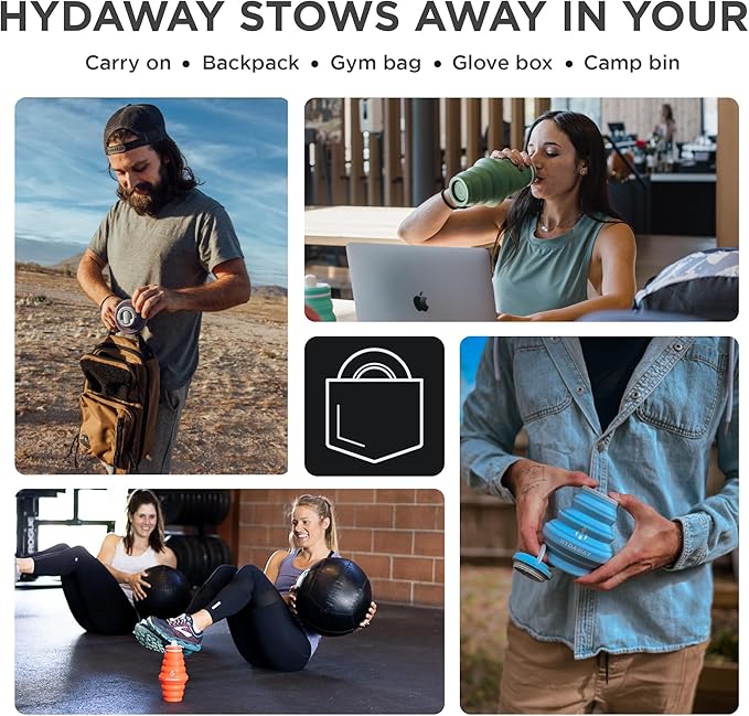 HYDAWAY 25oz Collapsible Water Bottle - BPA-Free, Leakproof, Lightweight, and Space-Saving - Perfect for Hiking, Travel, and All-Day Hydration