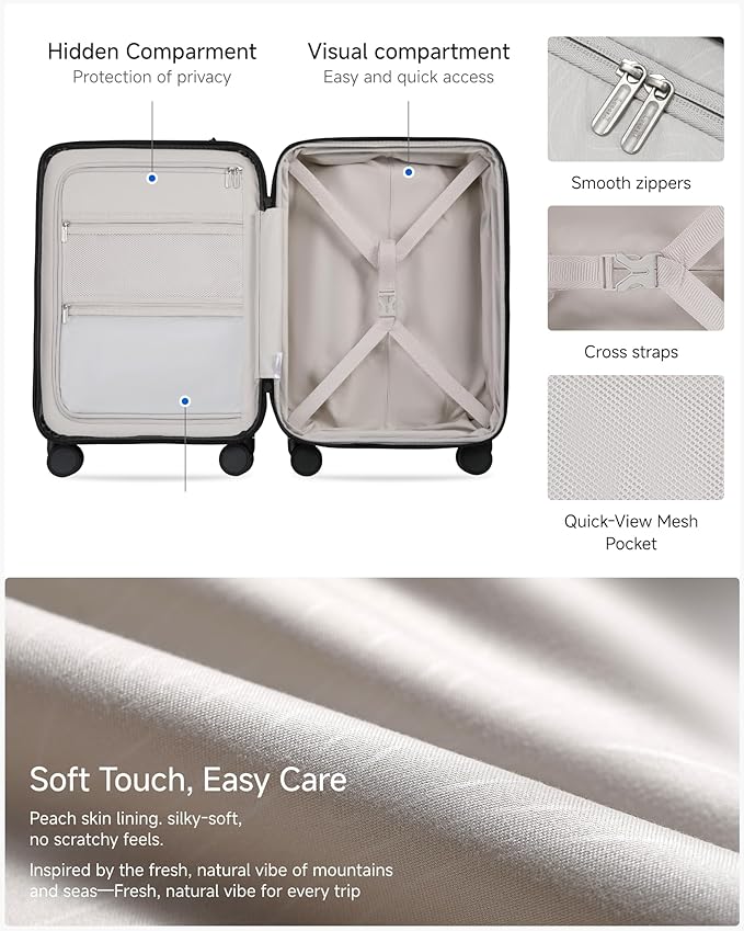 LUGGEX Carry On Luggage 22x14x9 Airline Approved, FLO5 Expandable Polycarbonate Suitcase with Front Pocket (FX-Core, Cheery, 20 Inch)