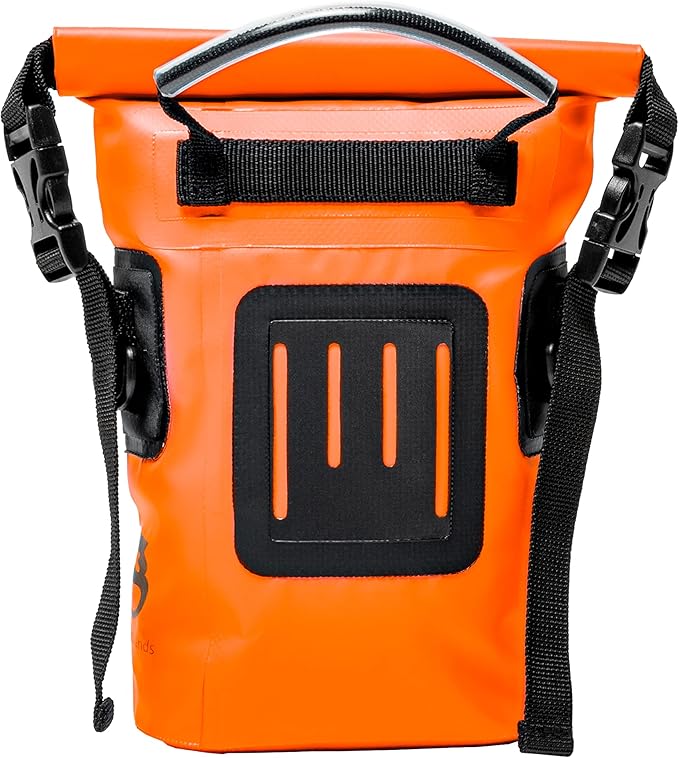 geckobrands Waterproof Phone Tote with 2L Dry Bag and Adjustable Strap – Protect Your Phone and Valuables While on The Go Neon Orange