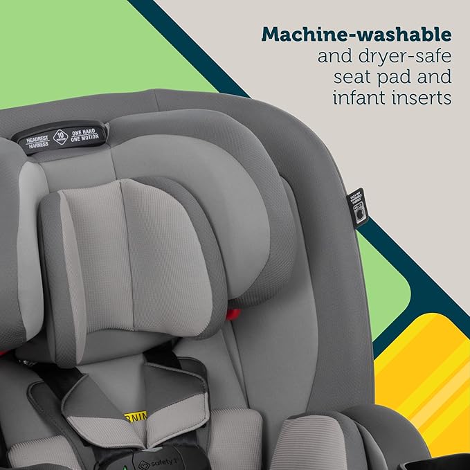 Safety 1st EverSlim 4-in-1 Convertible Car Seat, SecureTech Chest Clip, Ultra-Slim, 4-Mode Infant to Booster, Baby Car Seat, Fits 5-100 lbs, Memory Foam, Fiddlehead