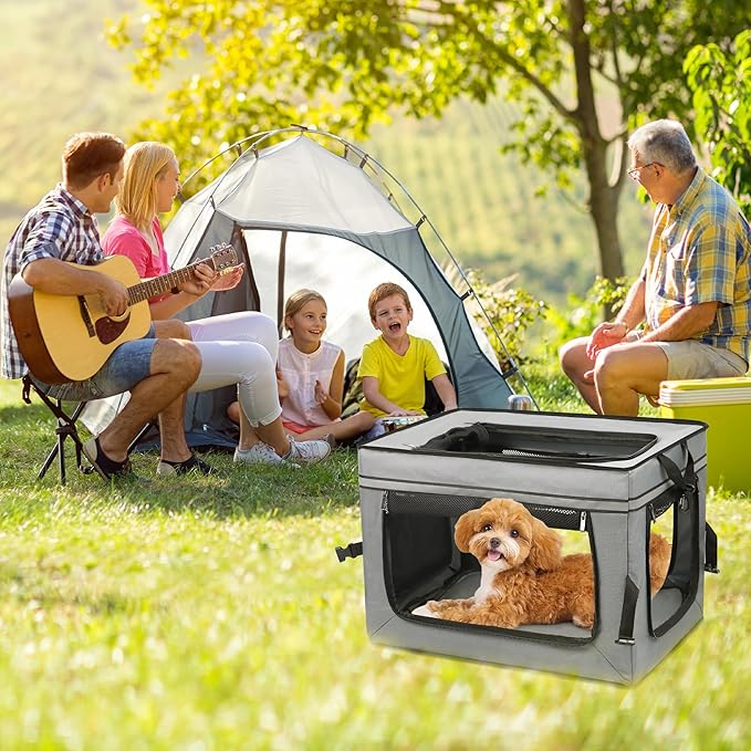 Foldable Pet Crate for Dogs & Cats, Portable Soft-Sided Kennel with Oxford Fabric, Lightweight & Easy to Carry, Travel & Indoor Use, Small