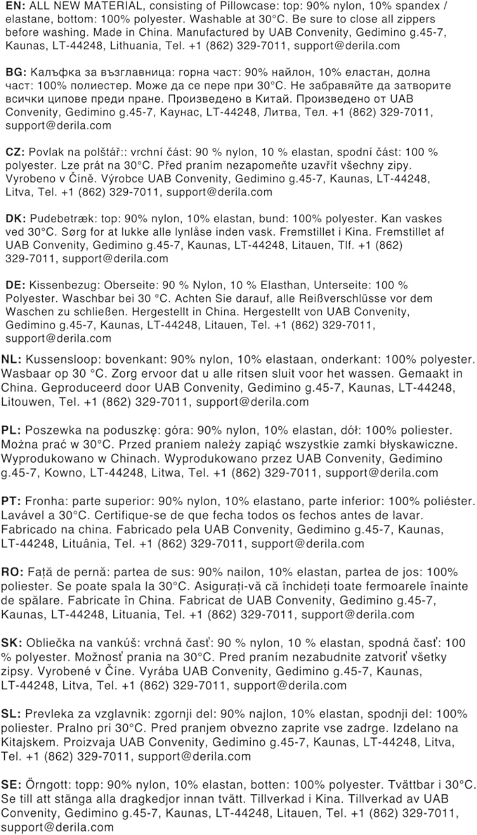 Derila Ergo Pillowcase Cervical Neck Pillow for Sleeping Pillow Case Contour Memory Foam Pillows for Back, Side Sleeper (Pillowcase - 21.25 x 14.17 x 4.72 in) Pillow Case only