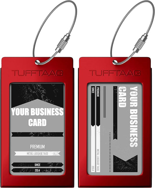 Luggage Tags Business Card Holder by TUFFTAAG - Durable Travel ID Bag Tag in Multiple Color Options, Perfect for Suitcases, Backpacks, and Carry-Ons, Easy Identification, Secure and Stylish