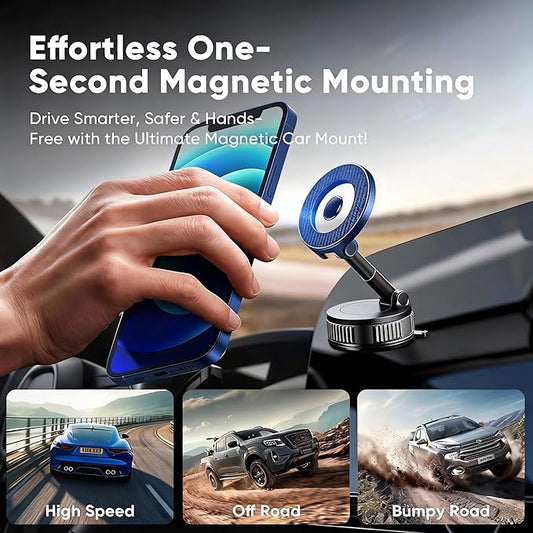 Phone Holders for Your Car, Car Phone Holder for Magsafe [120+ LB Strongest Suction & 2800gf Strongest Magnetic] 360° Adjustable Magnetic Car Phone Mount for iPhone 17 Pro Max 16 15 14 13 12 Air Plus