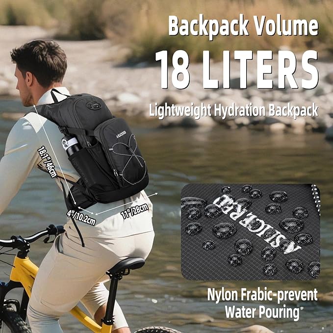 Hydration Backpack, Water Backpack for Hiking with 3L Water Bladder, Insulated Hydration Pack Lightweight Day Hydropack Ideal for Hiking and Cycling, 18L