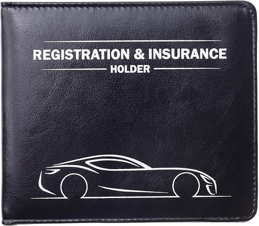 CANOPUS Car Registration & Insurance Holder with Magnetic Closure, Vehicle Document Organizer, Auto Glove Box Wallet, Includes 2 EZ Pass Strip Sets – Car