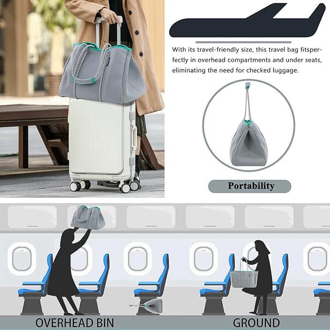 QOGiR Neoprene Multipurpose Beach Bag Tote with Inner Zipper Pocket … … … …