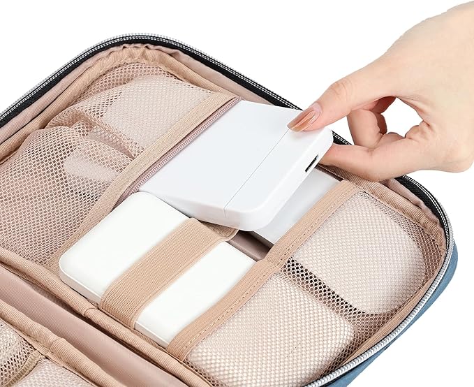 BELALIFE Electronic Organizer, Portable Travel Cable Bag, Tech Storage for Cord, Charger, Phone, Earphone, Hard Drive, USB, SD Card and Other Accessories, Lake-Blue