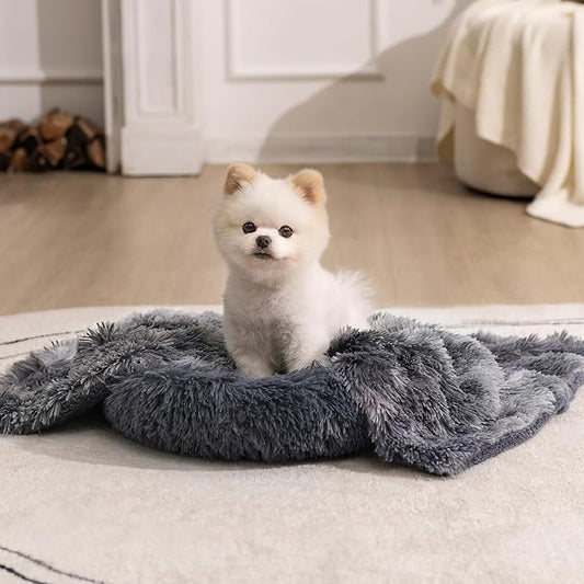 gogobunny Waterproof Dog Blanket for Large Dogs, Cats, Puppy, Reversible Faux Fur Pet Throw Blanket, Washable, Calming Furniture Protection for Sofa Bed (25x35 Inch (Pack of 1), Tie-dye Grey)