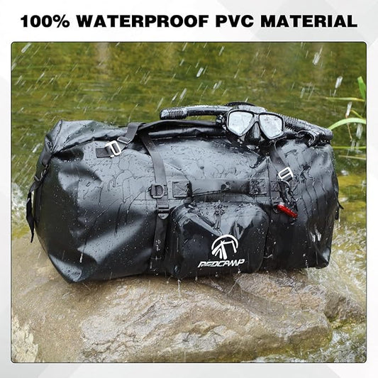 REDCAMP 80L Large Waterproof Duffel Bag, Rolltop Dry Backpack Duffle Bags with Quick-fixed Straps for Camping Motorcycle Boating Rafting Kayaking Paddle boarding, Black