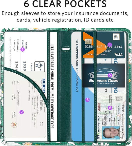 CoBak Car Registration and Insurance Holder - Vehicle Glove Box Car Organizer,Auto Truck Comparment Accessories Case with Magnetic Closure for Driver License,Cards