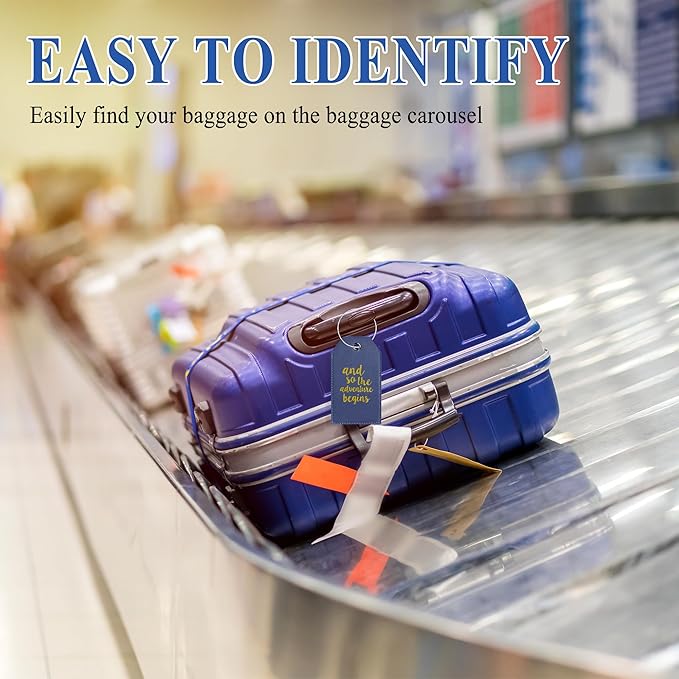 Luggage Tag & Initial Baggage Tags for Suitcases Leather Bag Tags for Backpacks Handbag School Instrument with Name ID Label Travel Essentials, Unique Fun Navy Blue Personalized Luggage Tags 2 Pack