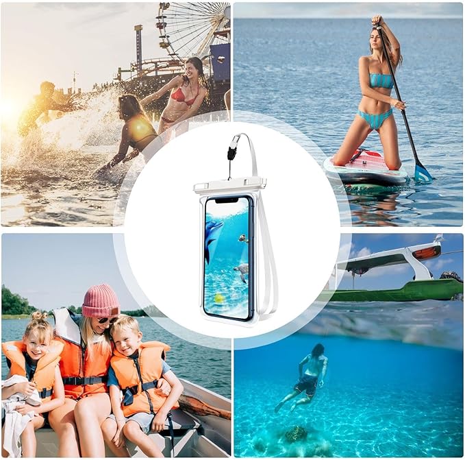 Waterproof Phone Pouch – Clear Floating Touchscreen Bag for Travel Vacation Hiking Cruise Swimming Snorkeling Kayaking, and Outdoor Activities, Lightweight Dustproof Protective. 6.8-Inch