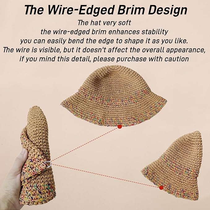 Floppy Big Beach Straw Hats for Women Foldable Summer Wide Brim Packable Sun Hat Womens Travel Straw Fedora Hat