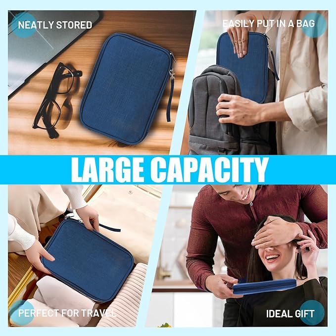 Travel Cable Organizer Bag, Electronics Organizer Tech Pouch with Double Layers for Cords, Chargers, Phone, Earphones, USBs, SD Cards - Travel Essentials Portable Waterproof Tech Pouch
