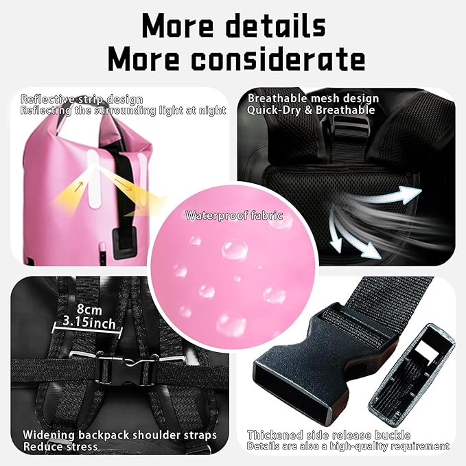 35L Dry Bag, Heavy Duty waterproof backpack for Women, wear-resistant material for kayaking, Hiking, Travel, Camping essentials, Survival & Beach with 2L dry bag