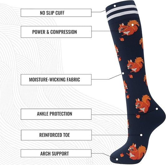 fenglaoda Compression Socks Women Men 6 Pairs, Knee High Best Support Circulation Socks for Running, Travel, Flight, Nurse