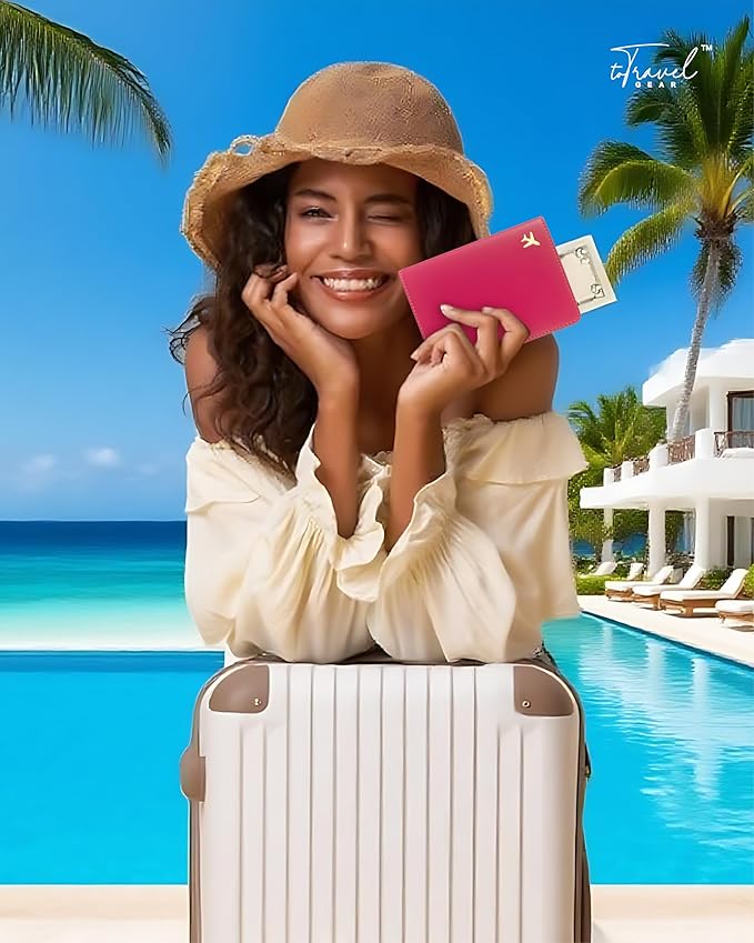 PU Leather Passport Holder Covers Case, Waterproof Rfid Blocking Travel Wallet Passport Holder(Claret Red)