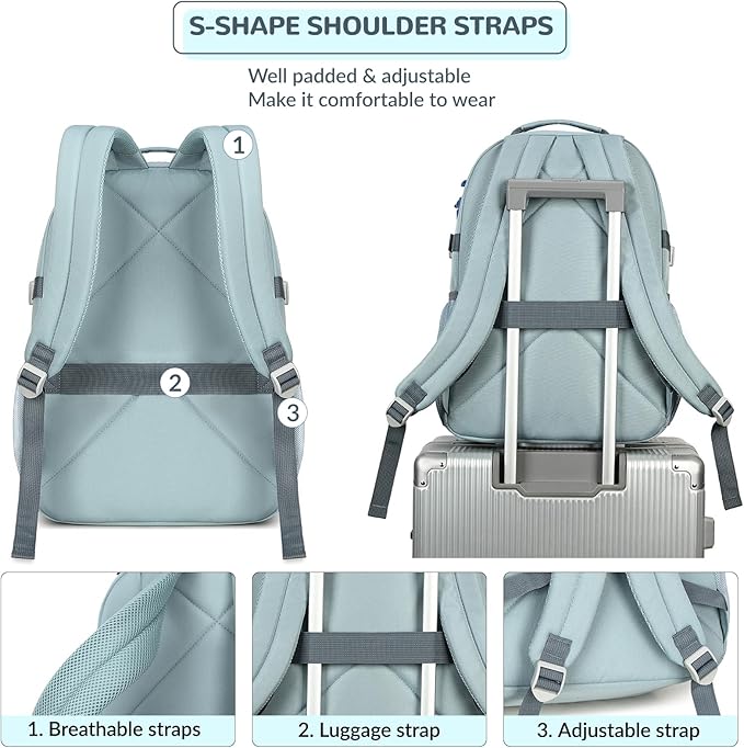 Lohol Water Resistant Backpack with Mulitiple Pockets for School Travel Outdoor College, 15.6 inch Laptop Daypack for Men and Women (Blue)