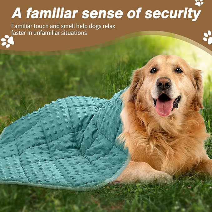 yescool Weighted Blanket for Dogs, 7 lb Thunder Blankets Shirt for Dogs, 40 x 60 inch Large Puppy Blanket for 65-100lb, Weighted Pet Blankets for Thunderstorms, Fireworks and Construction Noise, Teal
