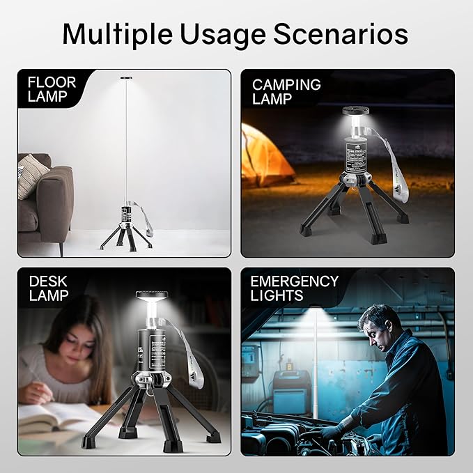 Telescopic Camping Light, Rechargeable Camping Lantern with 20000mAh Battery, Portable Camp Light Outdoor Waterproof with 3 Modes, Camping Light for Emergency, Camping, Hiking(Bag Included)